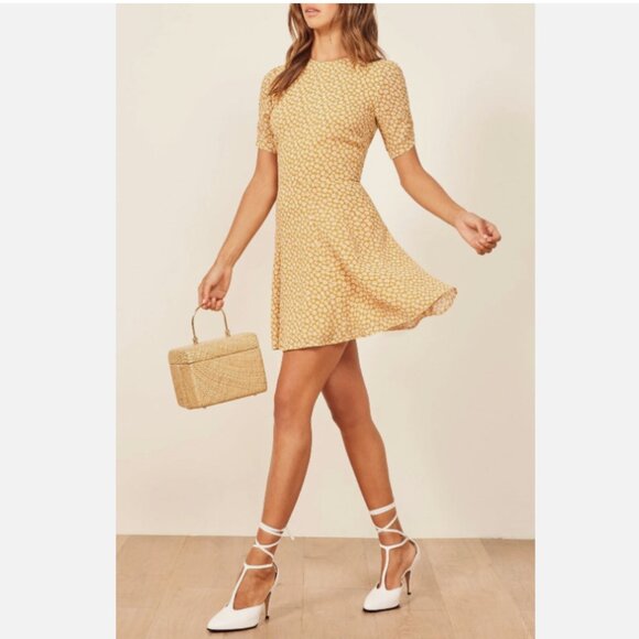 Brand New Reformation Gracie Short Sleeve Floral Crepe Mini Dress - Picture 15 of 15